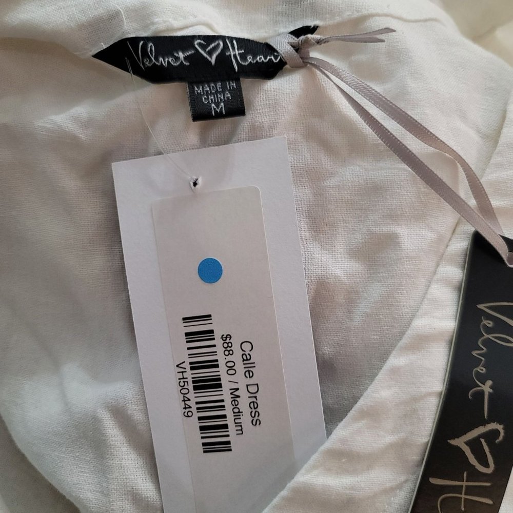 Velvet Heart NWT Calle white button linen blend dress size medium wedding beach - Picture 5 of 9